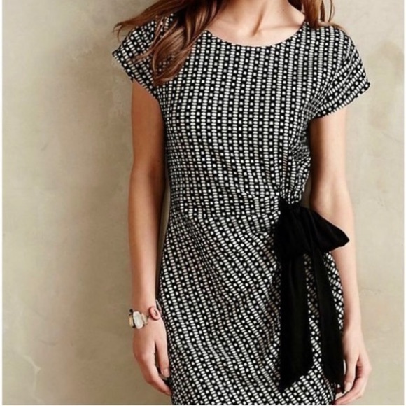 Saturday Sunday Anthropologie Isabel Bow Tie Dress Size Small S Black - Picture 1 of 12